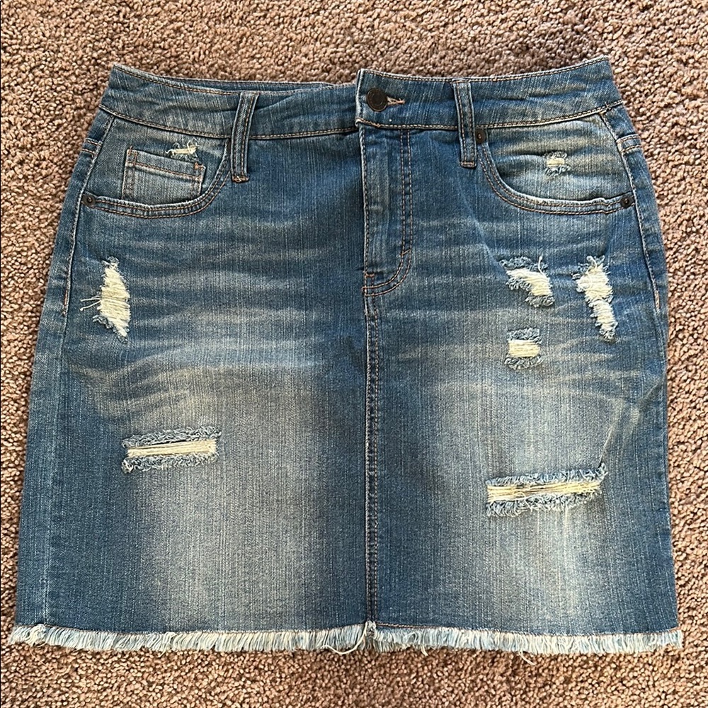 Mossimo Supply Co Blue Mini Skirt Distressed Denim